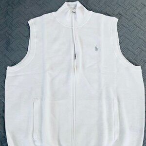 Polo Ralph Lauren Classic White Textured Zippered Sleeveless Sweater, XXL NWT